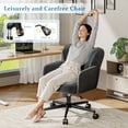 thumbnail image 2 of Romorgniz Vanity Chair with Wheels & Back Desk Chair Adjustable Height for Makeup, Work & Relaxation, Black, 2 of 11