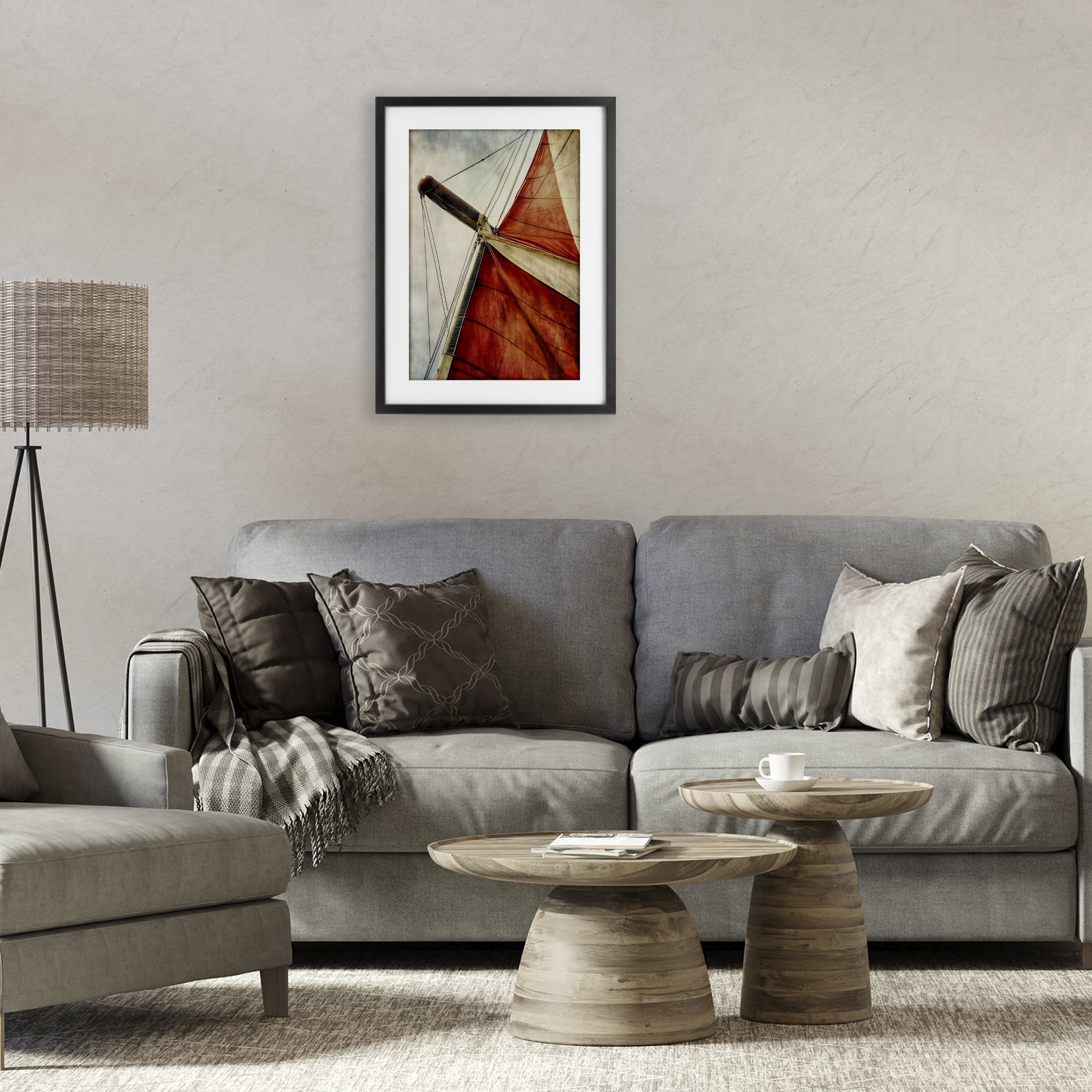 Stupell Industries Red Sail at Sea Black Framed Print Under Glass, design by Creative Studio