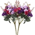 thumbnail image 1 of XmhyTop Minirosa de seda artificial de 7 ramas y 21 cabezas. Flores de cementerio. Decoración navideña para el hogar con ramo falso, rosa violeta de diamante, 1 of 1