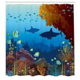 thumbnail image 2 of Ambesonne Deep Sea Shower Curtain, Ocean Marine Wildlife Fish, 69"Wx70"L, Deep Sky Blue Multicolor, 2 of 4