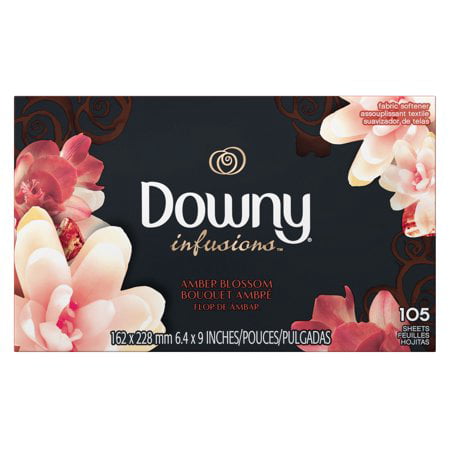 (2 Pack) Downy Infusions Fabric Softener Dryer Sheets, Amber Blossom, 105 (Best Dryer Sheets For Static)