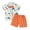 Orange, variant on Musuos Kid Boys 2 Piece Set 6 12 18 24M 3 4Y Short Sleeve Dinosaur Print Shirts with Bowtie + Elastic Waist Shorts Toddler Baby Summer Outfits