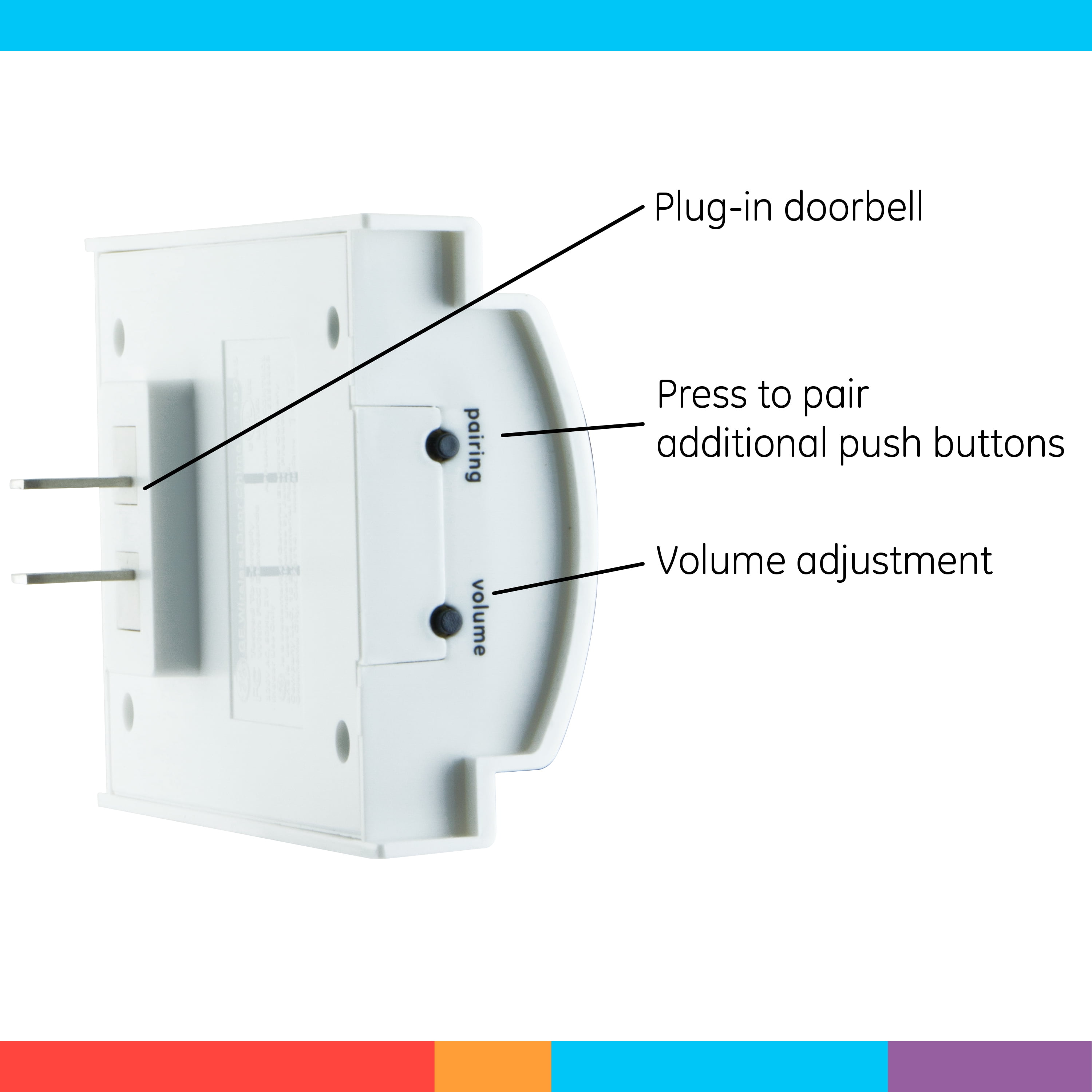 GE Wireless Doorbell Kit, Plug-in Receiver, 2 Push Buttons, White, 19300,