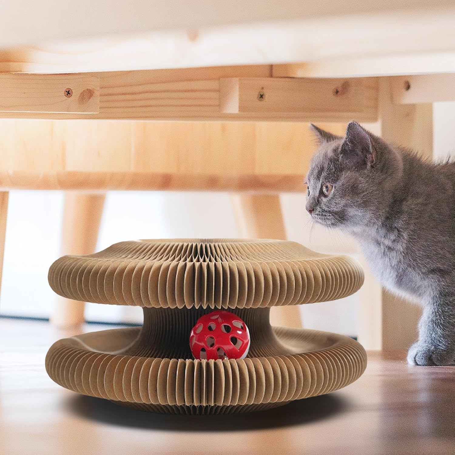 Magnetic Magic Organ Cat Scratcher Toy Extra Thick Large Connectable Cardboard Scratching Board-with-Bell Ball Interactive Enrichment Toy for Indoor Cats Kittens