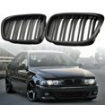 thumbnail image 2 of Front Bumper Kidney Grill Replacement Dual Slat Grilles for E39 5 Series 525 528 1995-2004 Matte Black, 2 of 5