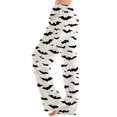 thumbnail image 2 of BWASD Pants for Women Halloween Bat Print Wide Leg Pants with Pockets Comfy Baggy Holiday Party Loungewear Casual Loose Soft Pajama Bottoms Home Daily Wear | L Size, 2 of 6