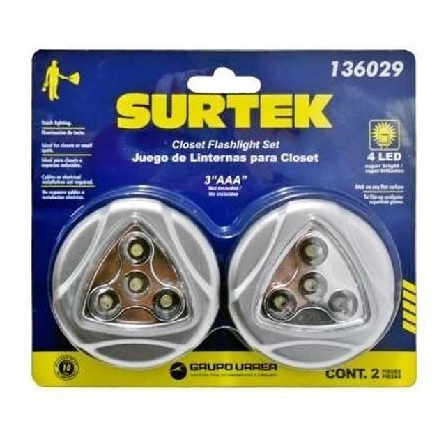 Lámpara Led Para Clóset Para 3 Pilas Aaa 2 Piezas Surtek