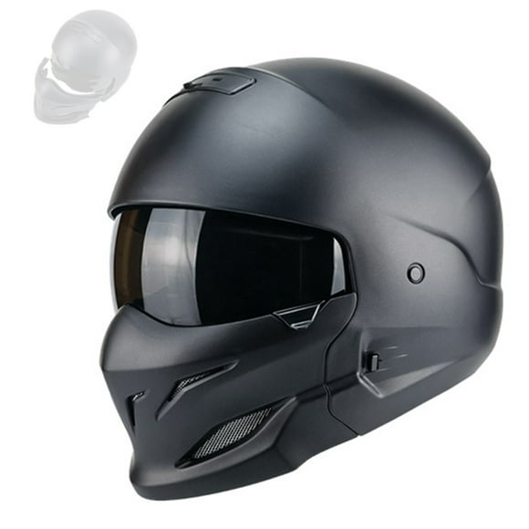 Amdohai Motorcycle Helmet Vintage Combined Helment Half-Helmet Street Bike Safety Helmet Shock Absorption with Detachable Face Cover for Men & Women All Seasons