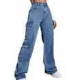 thumbnail image 4 of PEASKJP Means Jeans Athletic Fit Distressed Washed Patch Denim Pants, Blue S, 4 of 4