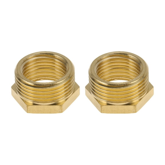 Unique Bargains Brass Pipe Fitting 1/2"Female x 3/4"Male Reducer Hex Bushing 19/32" 2 Pcs