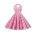 thumbnail image 1 of Femmes Sans Manches Licol Dos Nu Plaid une Ligne Robe, 1 of 9