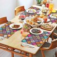 thumbnail image 2 of Multicolor Ethnic Geometric Patchwork Pattern Summer Placemats Table Placemats Set Of 4-Linen Kitchen Washable Placemats Table Mats 11.8"x17.7" Non-Slip Heat Resistant, 2 of 6