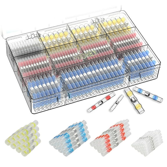 Wrvxzio 200Pcs Wire Connectors Kit - Durable Heavy-Duty Build Easy Crimping & Waterproof | Electrical Connectors for Repair & Maintenance