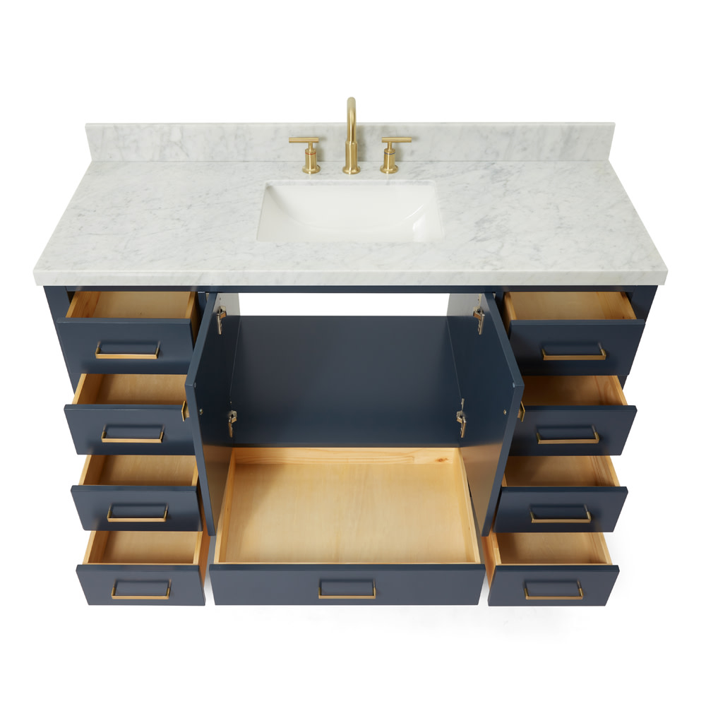 Ariel A055SCWRVOESP Cambridge 54" Free Standing Single Basin Vanity Set - Brown