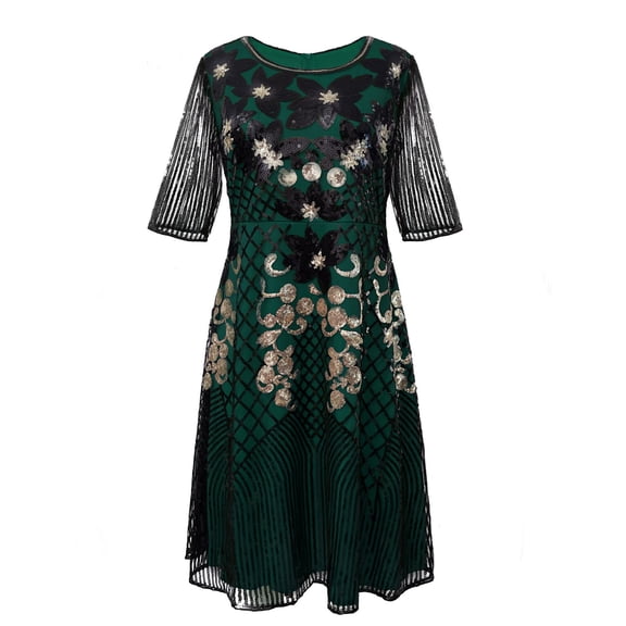 ATENAR Women Dresses Fashion Short Sleeve Dresses Crew Neck Dress Black L
