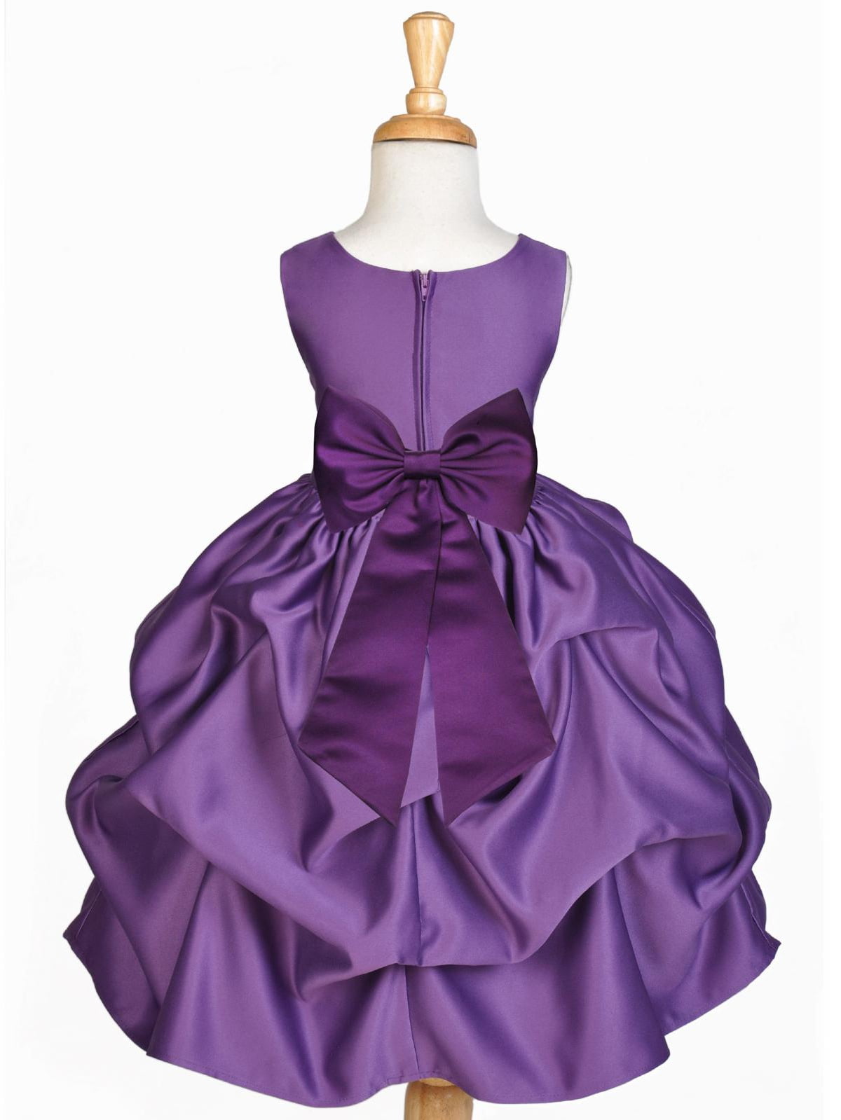 Ekidsbridal Ekidsbridal Satin Bubble Pickup Purple Flower Girl Dress
