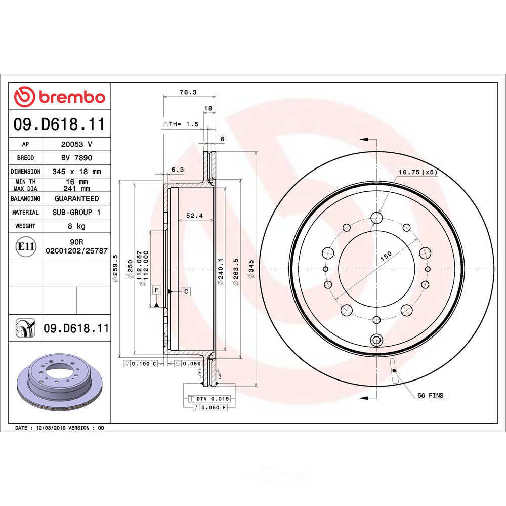 Brembo 09.D618.11 PRIME Disc Brake Rotor