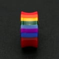 thumbnail image 4 of A Pair of Rainbow Stripe Double Flared Ear Gauge Plug, 4 of 4