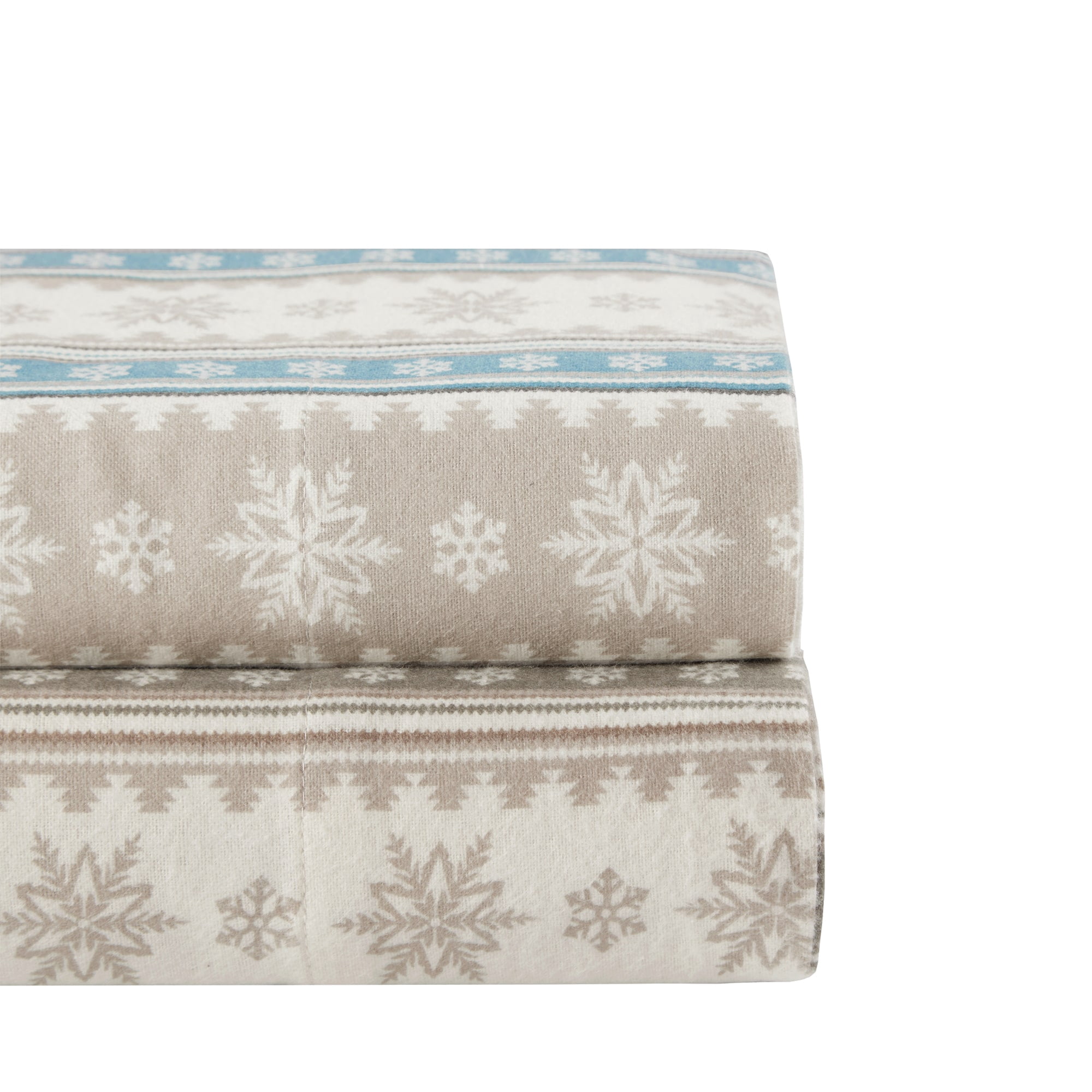 Woolrich Flannel Cotton Sheet Set, Queen, Tan Snowflake