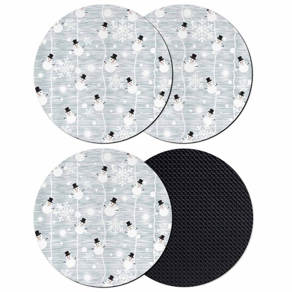 Cute Snowman Coasters Set of 4, Absorbent Coasters for Drinks, Christmas Snowflake Xmas Winter Snowball Coaster for Desk Coffee Table Protection, Home Decor House Warming Gifts 4"
