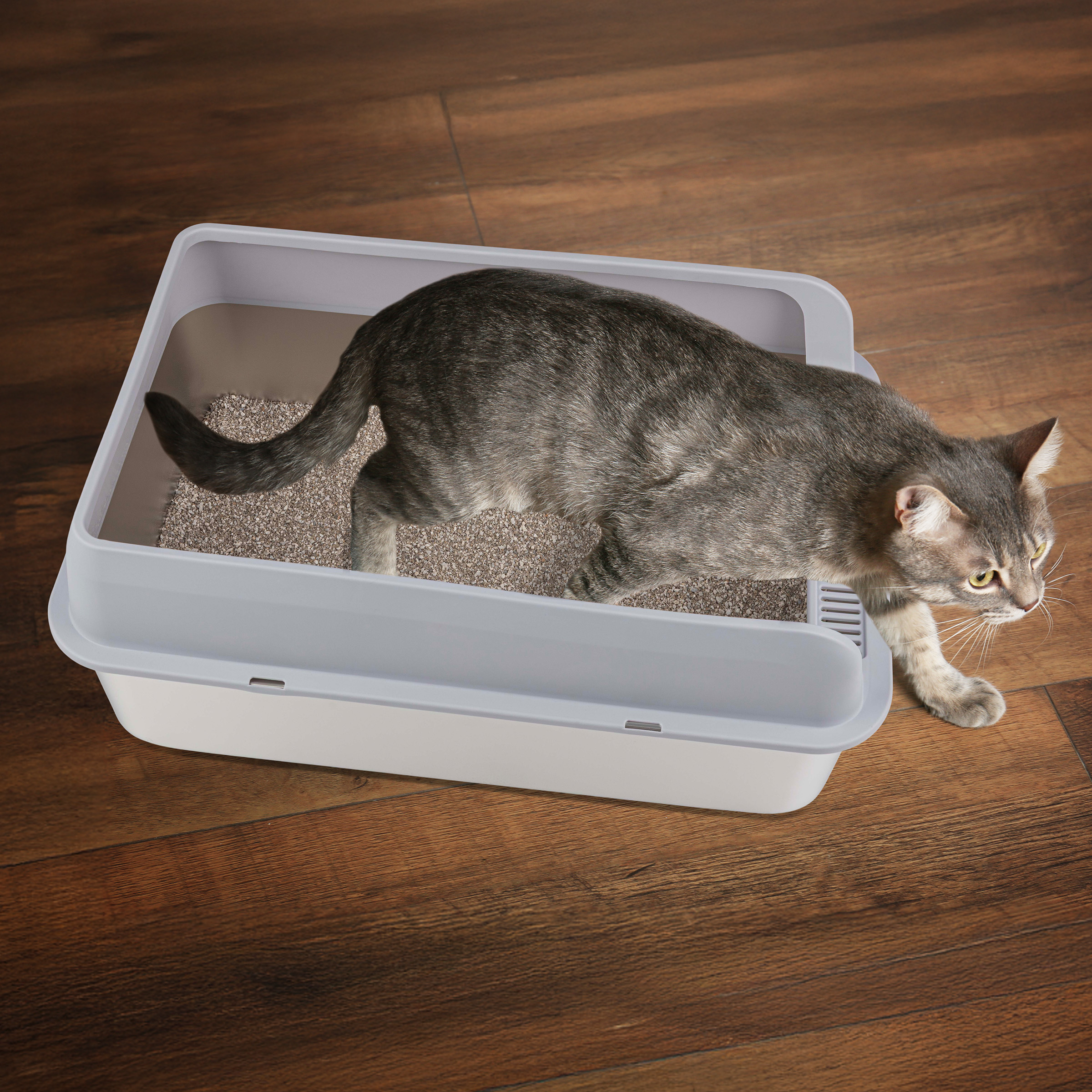 PETMAKER Stainless Steel Cat Litter Box with High Sides and Scoop Included