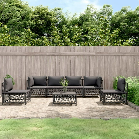vidaXL 7 Piece Patio Lounge Set with Cushions Anthracite Steel