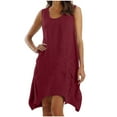 thumbnail image 2 of Crew Neck Summer Casual Beach Dress for Women 2026 Vacation Women's Sleeveless Sundress Wine M, 2 of 6