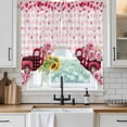 thumbnail image 6 of Valentine's Day Swag Curtains for Kitchen/Bedroom/Living Room, Pink Romantic Truck Love Roses Red Plaid Scalloped Curtains 63 Inch Long, Window Swag Topper Curtains Valances 2 Panels Set 36"x63", 6 of 8