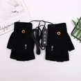 thumbnail image 1 of Guantes de invierno tejidos con calefacción por USB para hombre, con tapa de medio dedo, para oficina, para jóvenes, para aprender, deportivos, cálidos, a prueba de frío, a la moda, 1 of 6