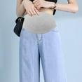 thumbnail image 5 of Taqqpue Women's Maternity Jeans Solid Color Straight Wide Leg Stretchy Over the Belly Pregnancy Jeans Comfy Denim Work Pants with Pockets for Women, 5 of 5