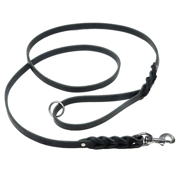 REDLINE K-9 Braided Latigo Leather 5/8-Inch Dog Leashes (5/8-Inch x 6-Feet) with Stainless Steel Hardware