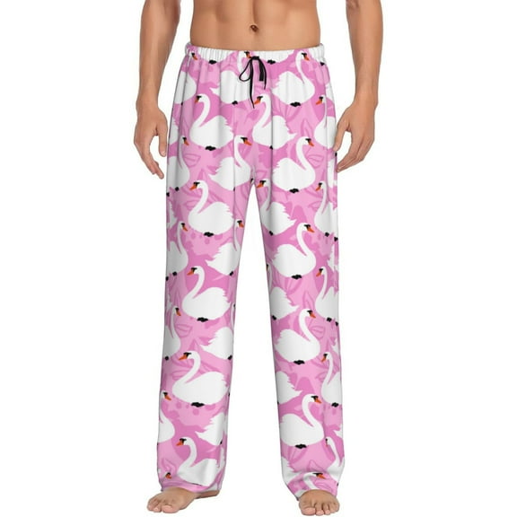Logiee Beautiful Swans Print Pajama Pants for Men,Men’s Pajama Bottoms,Mens PJ Pants with Pockets & Button Fly-Small