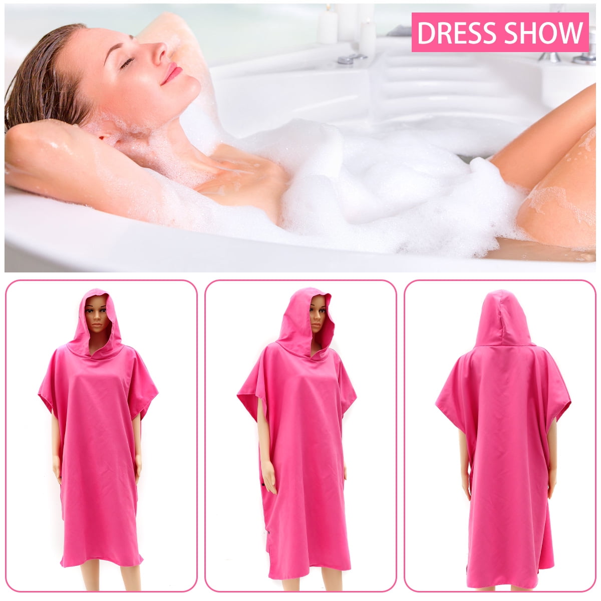 Adults Ladies Gents Mens Baby Pink Towel Poncho Bathrobe Soft Beach Bath Swim