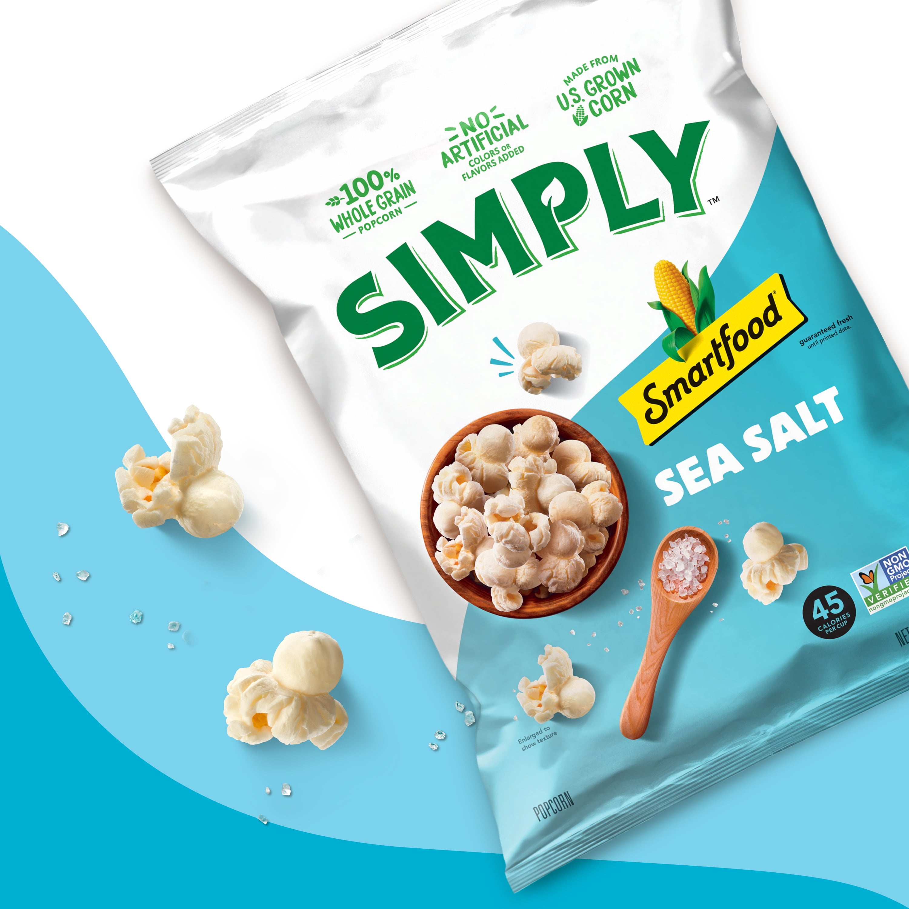 Smartfood Popcorn Simply Sea Salt Flavored Popcorn Snack, 1.625oz Bag Single Pack