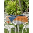 thumbnail image 3 of Outdoor Tablecloth with Umbrella Hole for Patio/Picnic/Party/Camping, Burnt Orange Grey Waterproof Table Cloth Round Cover Washable, Abstract Art Oil Painting Stripes Aesthetic (Dia 54"), 3 of 9