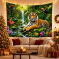 thumbnail image 3 of Realistic Tiger on Mossy Rocks in Jungle Waterfall, Serene Digital Art for Wildlife Lovers, Nature Wall Decor Housewarming Gift, Tapestry Wall Hanging for Bedroom and Living Room, 3 of 6