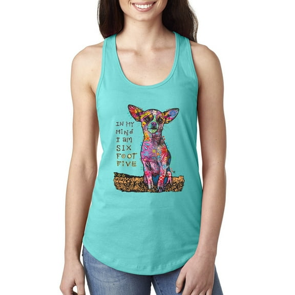 Dean Russo In My Mind Dog Lover Ladies Racerback Tank Top, Tahiti Blue, Small