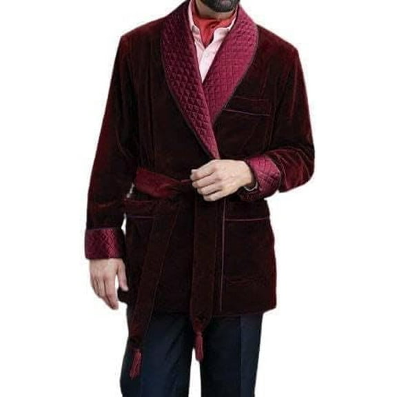 Men Luxurious Velvet Double Breasted Smoking Jacket Dinner Party Wear Elegant Robes