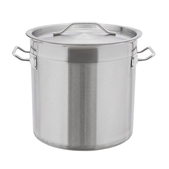 ToppiJoy 17L Stainless Steel Stock Pot, Commercial Heavy Duty Large Soup Boiling with Lid and Riveted Handles for Soup, Seafood