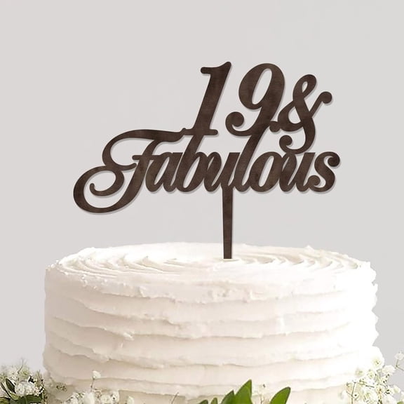 Custom Happy Birthday Cake Topper Pick Durable Rustic Wood Cupcake Topper Sign Happy 19th Birthday Pastries Funny Cake Decor for Birthday Celebrations Party Decorations Supplies