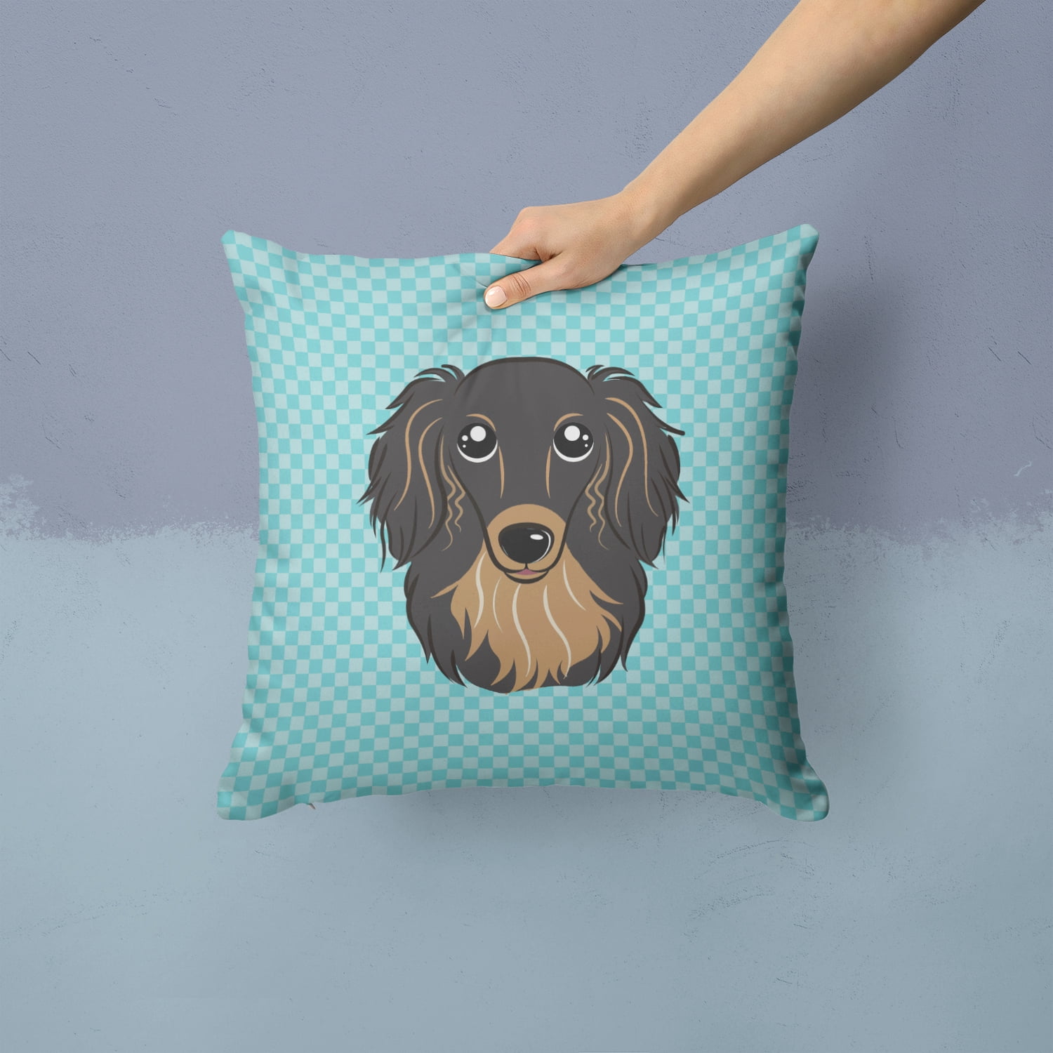 Dog Face Checkerboard Design Fabric Decorative Pillow