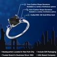 thumbnail image 2 of Gem Stone King 10K White Gold Black Onyx and Blue Created Sapphire 3 Stone Engagement Ring for Women (1.73 Cttw, Cushion Checkerboard 7MM, Gemstone December Birthstone, Size 6.5), 2 of 6