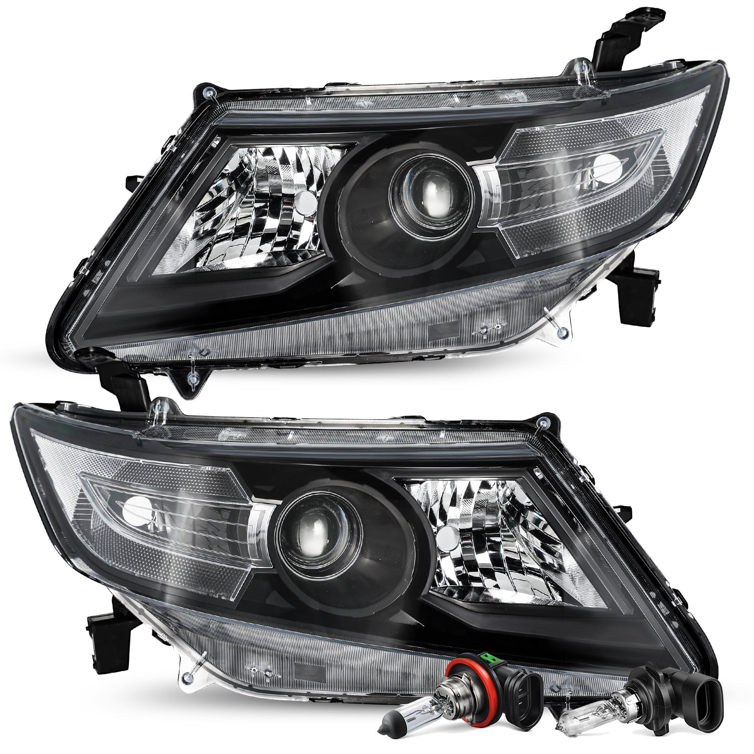 For 2011-2017 Honda Odyssey Halogen Projector Chrome Headlights Pair L+R