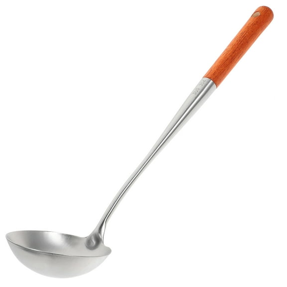 Stainless Steel Wok Ladle with Wooden Handle for Home Kitchen
