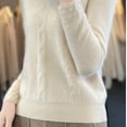thumbnail image 6 of FDGIU Women's V Neck Cable Knit Sweater, Rib Hem Long Sleeve Loose Fit Pullover Tops Casual Knit Blouses, 6 of 7