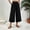 Black women capri pants a1, variant on Cagogo Women Capri Pants Cotton Linen Wide Leg Elastic Waist Flowy Casual Summer Beach Trousers Loose High Waisted Palazzo Pants with Pockets Travel Work Clothes, White M