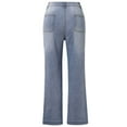thumbnail image 4 of Zylarhe Women's Pants Women's 2025 Trendy Loose Wide Leg Casual Washed Button High Waist Stretch Denim Jeans Comfortable Everyday Pants, 4 of 8
