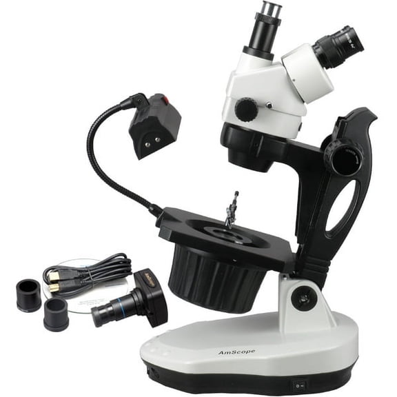 AmScope 3.5X-90X Advanced Jewel Gem Microscope   3MP Camera New
