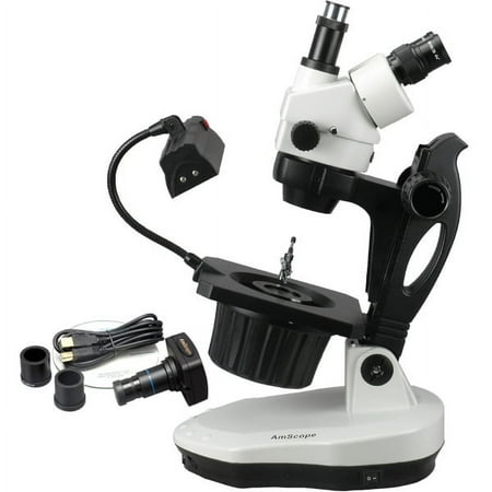 AmScope 3.5X-90X Advanced Jewel Gem Microscope + 3MP Camera New