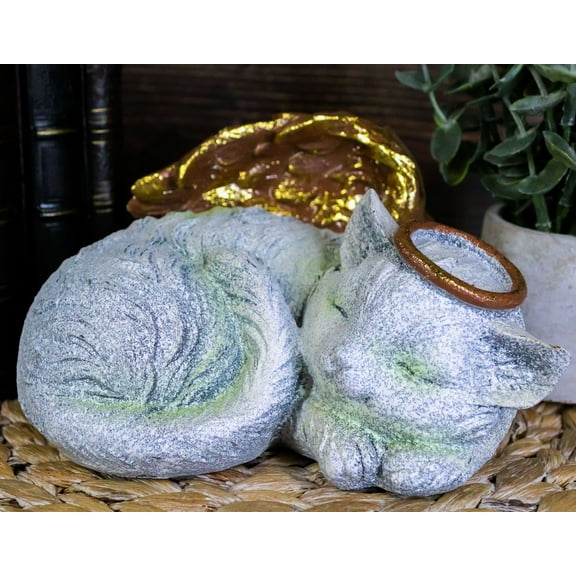 Pet Memorial Angel Cat Sleeping Cremation Urn Statue Bottom Load 30 Cubic Inch